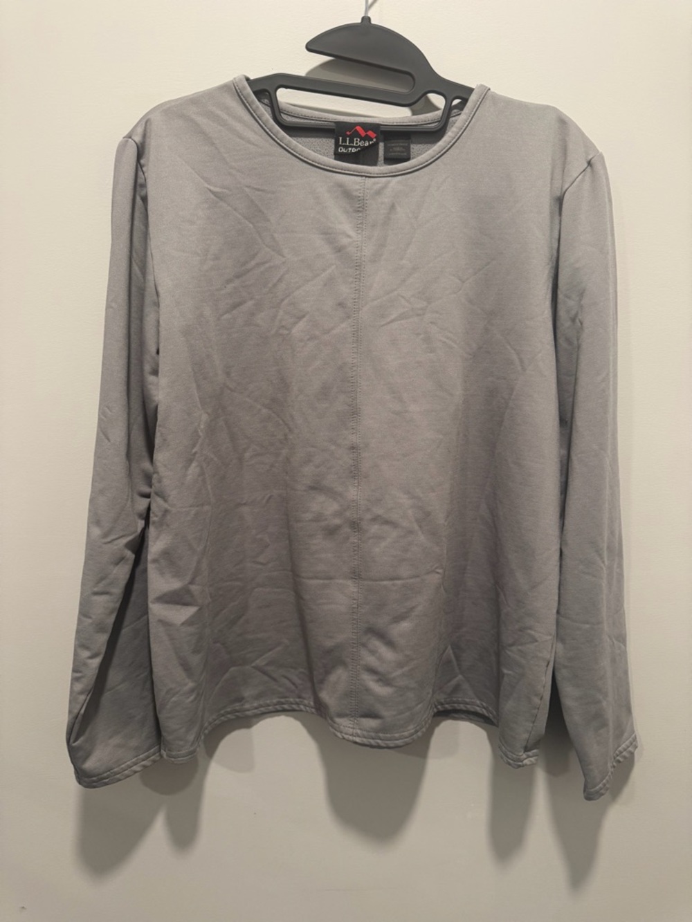 L.L. Bean Wonens Long-Sleeve Crew Shirt in Light Gray